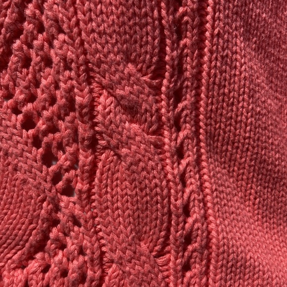 Gap all cotton peachy pink heavy mock cable knit sweater size L - Picture 3 of 7